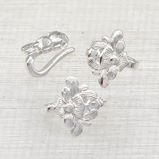 Copper Bails Flower Shiny Silver Plated