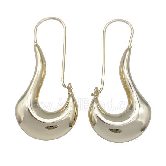 Copper Hook Earrings Hollow 18K Gold Plated