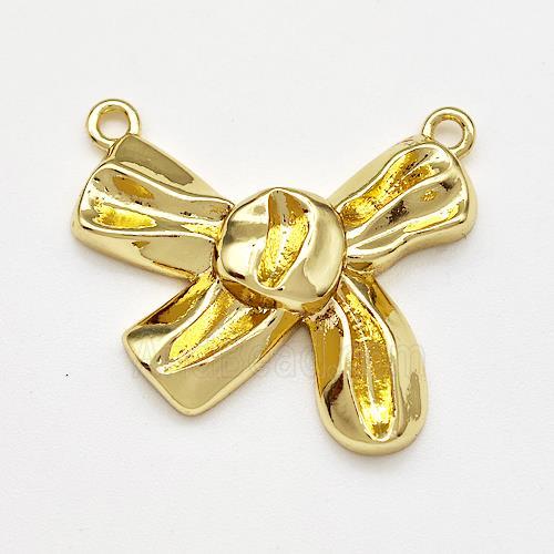 Copper Bow Pendant 2loops Gold Plated