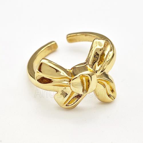 Copper Rings Bow Gold Plated