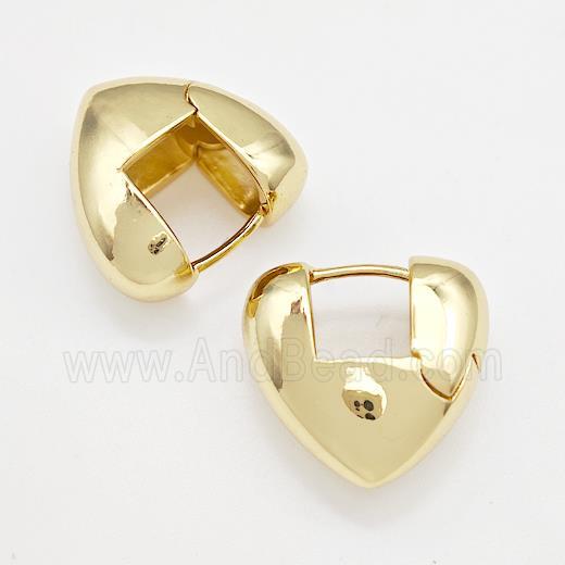 Copper Latchback Earrings Hollow Heart Gold Plated