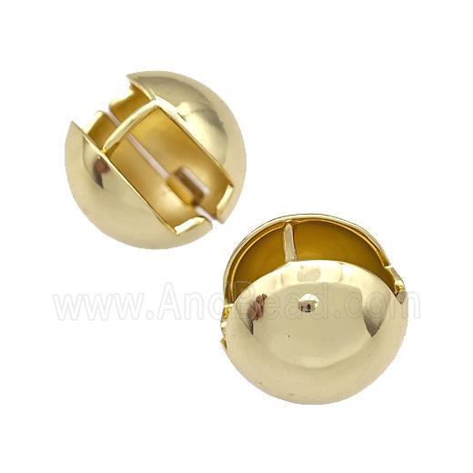 Copper Latchback Earrings Hollow Button Gold Plated