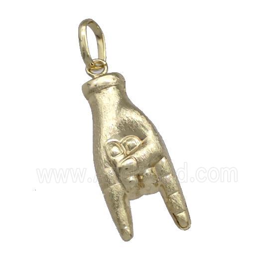 Copper Hand Sign Pendant Brushed Gold Plated