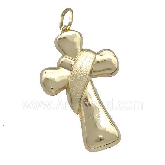 Copper Cross Pendant Brushed Gold Plated