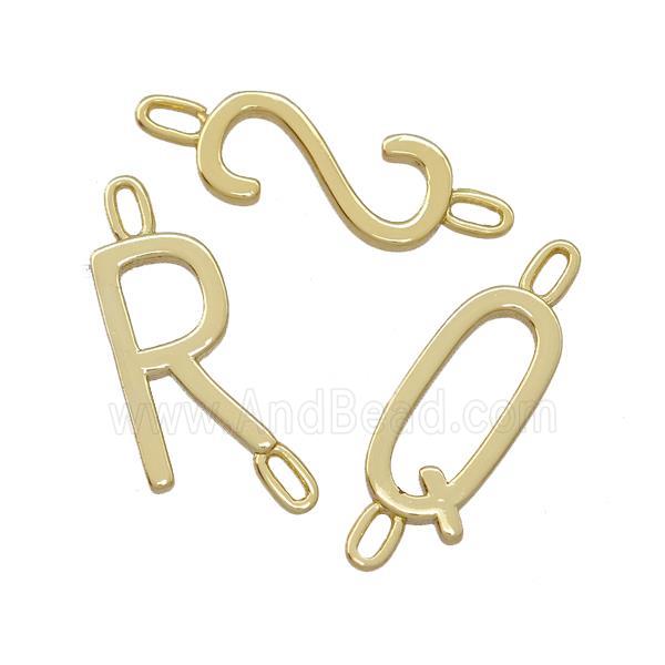 Copper Alphabet Connector Mixed Letters Gold Plated