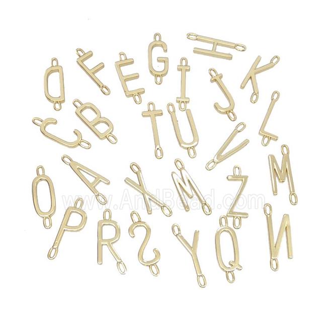 Copper Alphabet Connector Mixed Letters Gold Plated