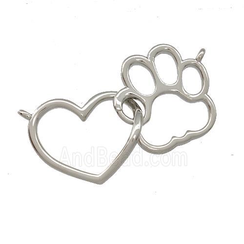 Copper Heart Paws Pendant Platinum Plated