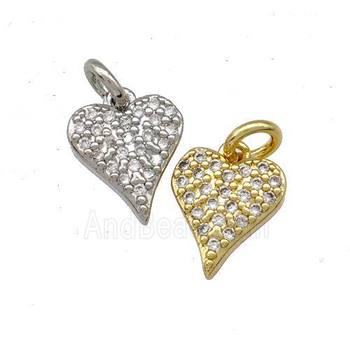 Copper Heart Pendant Micro Pave Zirconia Mixed