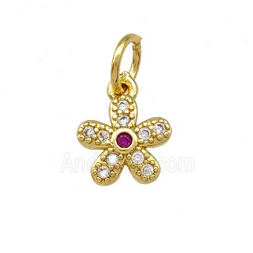 Copper Flower Pendant Micro Pave Zirconia Gold Plated