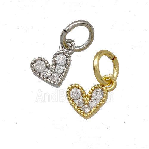 Copper Heart Pendant Pave Zirconia Mixed