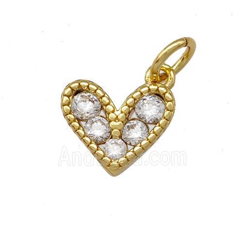 Copper Heart Pendant Pave Zirconia Gold Plated