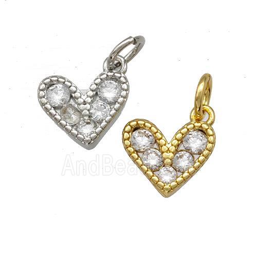 Copper Heart Pendant Pave Zirconia Mixed