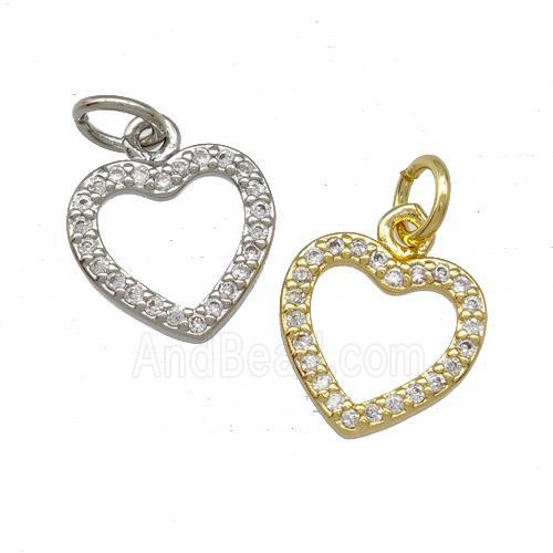 Copper Heart Pendant Pave Zirconia Mixed