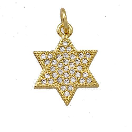 Copper David Star Pendant Pave Zirconia Gold Plated