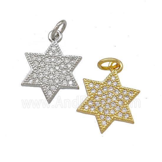 Copper David Star Pendant Pave Zirconia Mixed