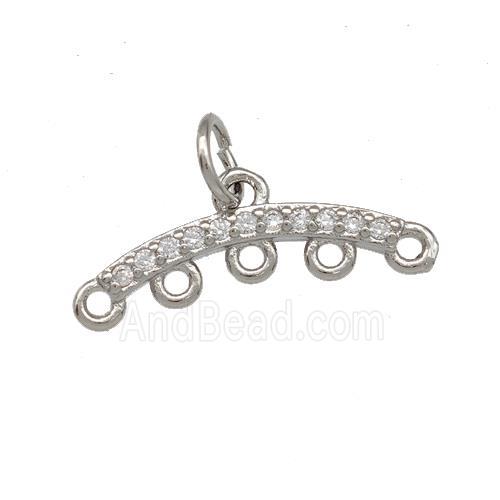 Copper End Bar Pendant Terminals Pave Zirconia Platinum Plated