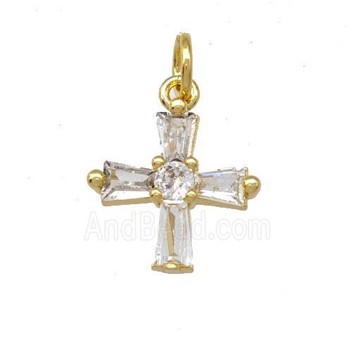 Copper Cross Pendant Pave Zirconia Gold Plated