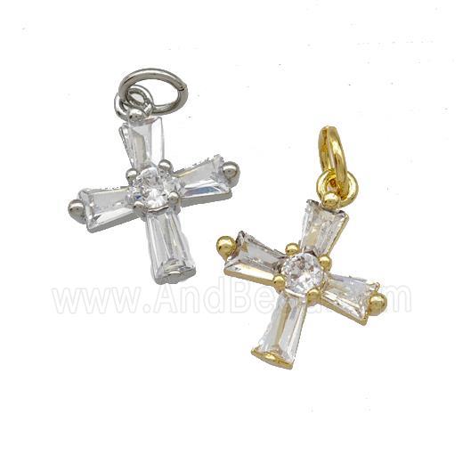 Copper Cross Pendant Pave Zirconia Mixed