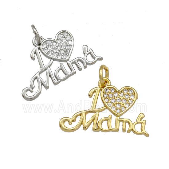 Copper Heart Mama Pendant Pave Zirconia Mixed
