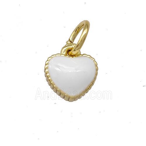 Copper Heart Pendant White Enamel Gold Plated