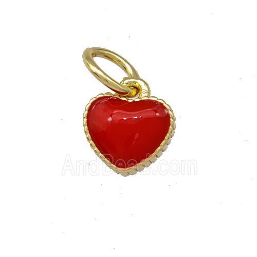 Copper Heart Pendant Red Enamel Gold Plated