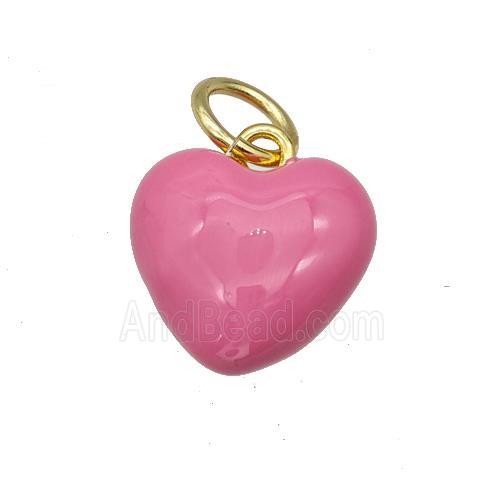 Copper Heart Pendant Pink Enamel Gold Plated