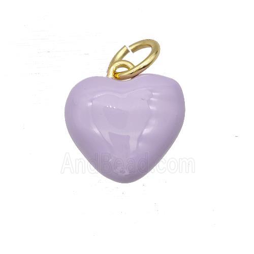 Copper Heart Pendant Lilac Enamel Gold Plated