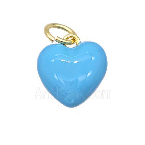 Copper Heart Pendant Blue Enamel Gold Plated