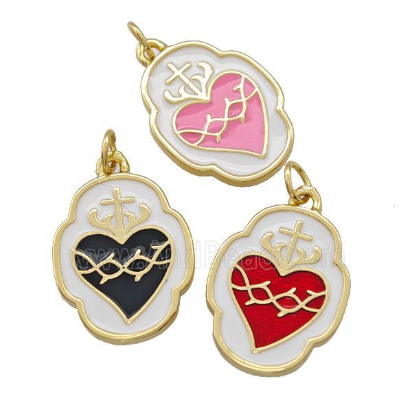 Copper Heart Pendant White Enamel Gold Plated Mixed