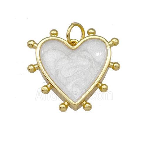 Copper Heart Pendant White Painted Gold Plated