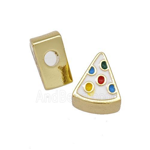 Copper Pendant White Enamel Pizza Charms Gold Plated