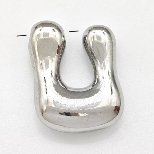 Copper Letter-U Pendant Platinum Plated
