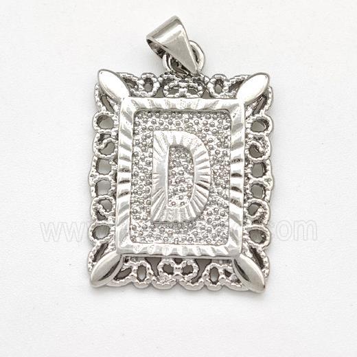 Copper Letter-D Pendant Frame Platinum Plated
