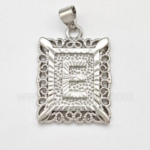 Copper Letter-E Pendant Frame Platinum Plated
