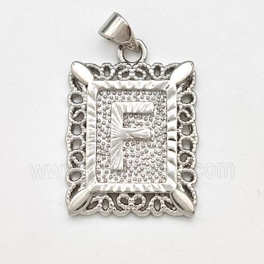 Copper Letter-F Pendant Frame Platinum Plated