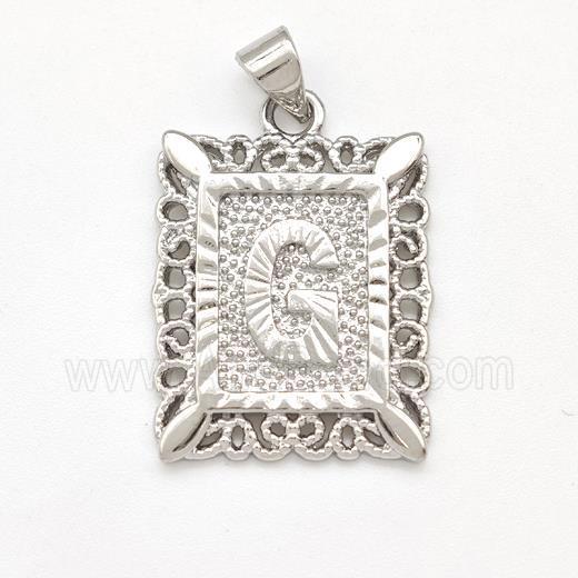 Copper Letter-G Pendant Frame Platinum Plated