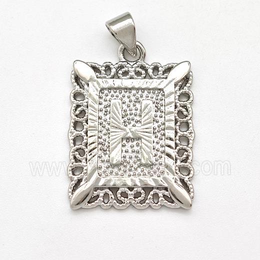 Copper Letter-H Pendant Frame Platinum Plated
