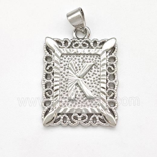 Copper Letter-K Pendant Frame Platinum Plated