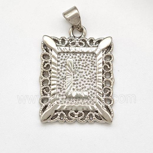 Copper Letter-L Pendant Frame Platinum Plated