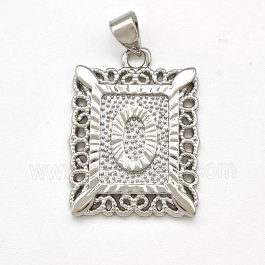 Copper Letter-O Pendant Frame Platinum Plated