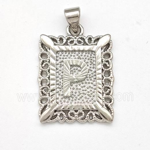 Copper Letter-P Pendant Frame Platinum Plated