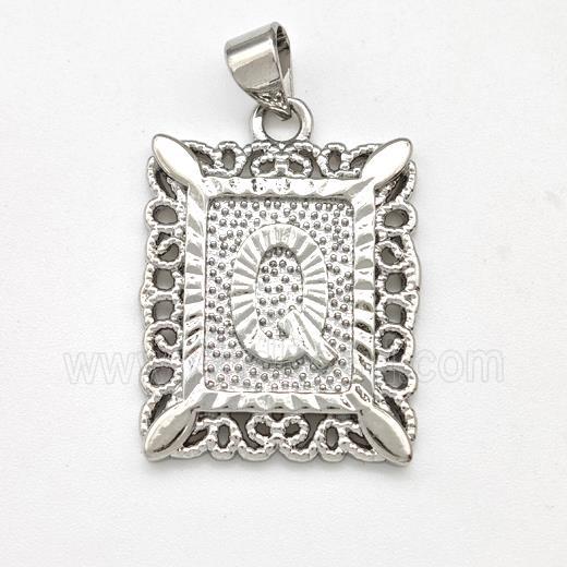 Copper Letter-Q Pendant Frame Platinum Plated