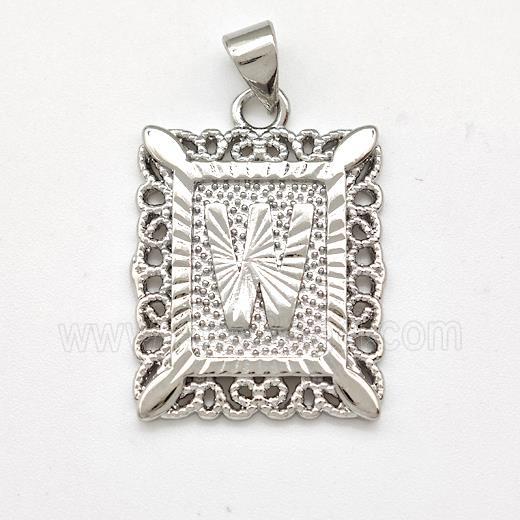 Copper Letter-W Pendant Frame Platinum Plated