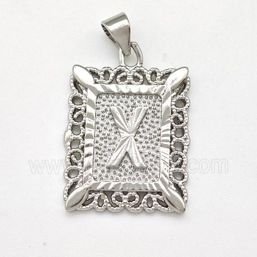 Copper Letter-X Pendant Frame Platinum Plated