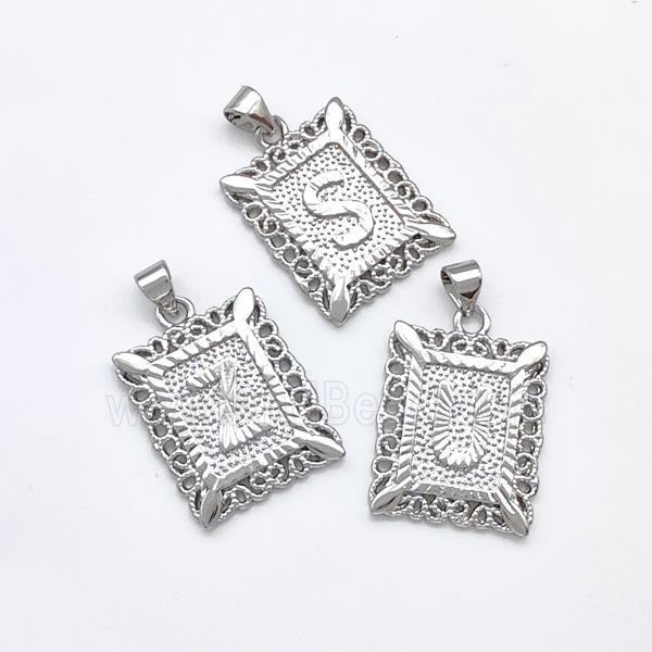 Copper Alphabet Pendant Frame Platinum Plated Mixed Letters