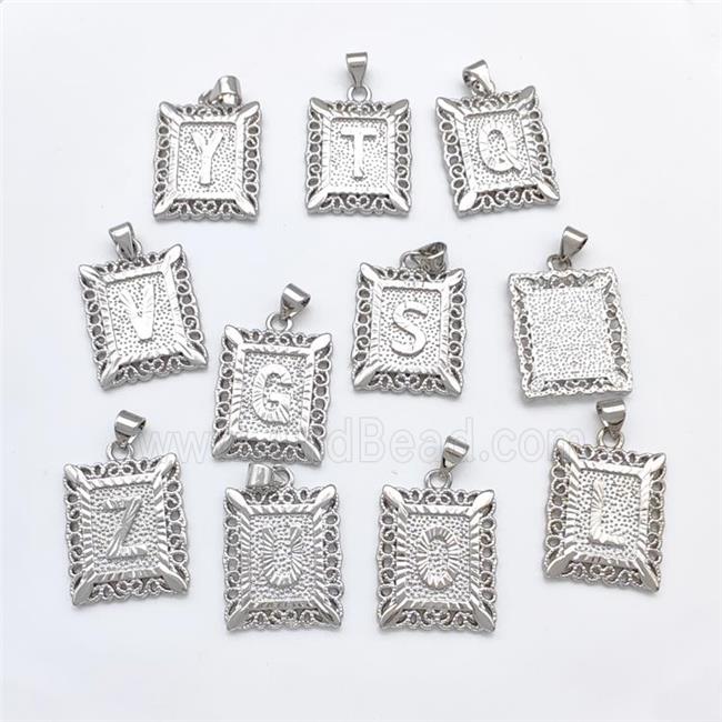 Copper Alphabet Pendant Frame Platinum Plated Mixed Letters
