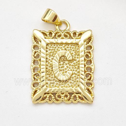 Copper Letter-C Pendant Frame Gold Plated