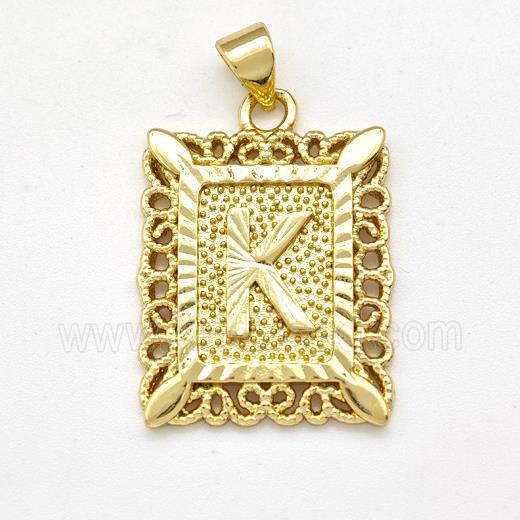 Copper Letter-K Pendant Frame Gold Plated