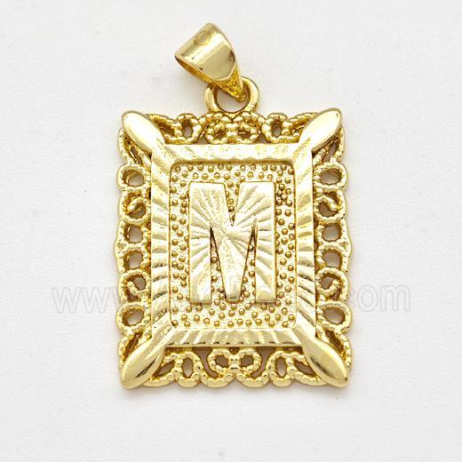 Copper Letter-M Pendant Frame Gold Plated