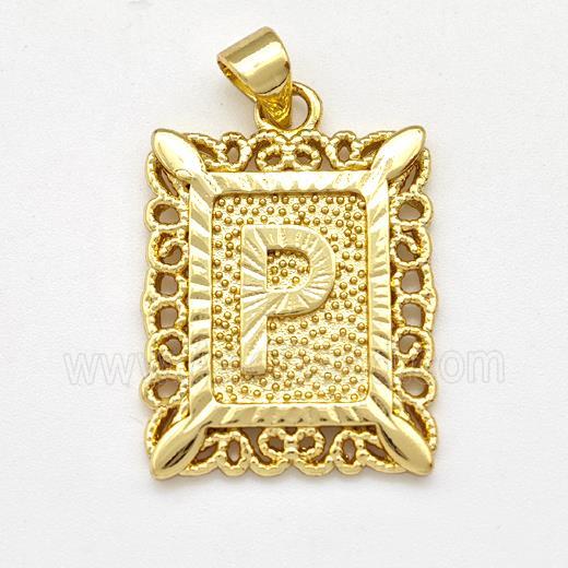 Copper Letter-P Pendant Frame Gold Plated